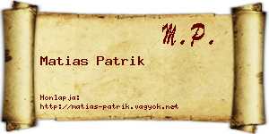 Matias Patrik névjegykártya